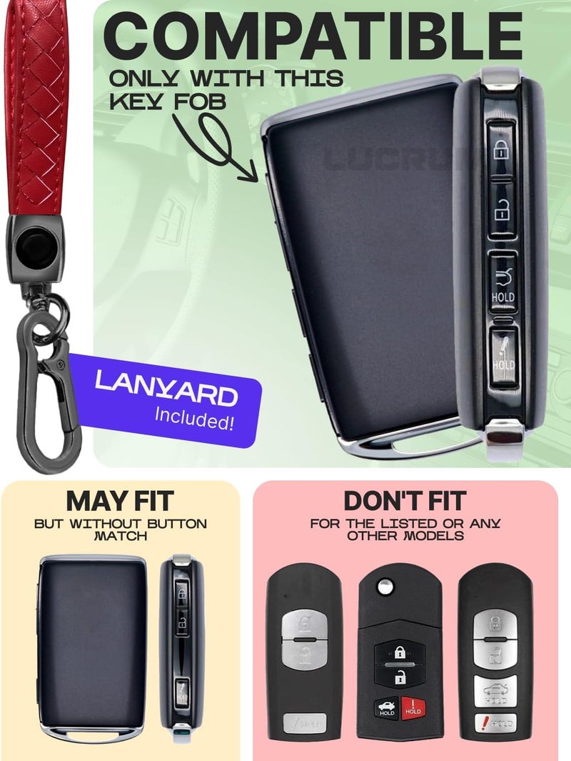 Lucrum Compatible with Mazda Key Fob Cover & Leather Keychain - TPU Case for 3, 6, CX-5 CX-9 CX-30 CX-50 CX-70 (2019-2025) - Image 2